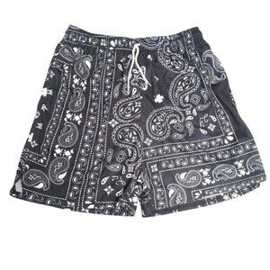 BOOMLEMON Men's Paisley Mesh Graphic Print Retro Athletic Running Shorts M